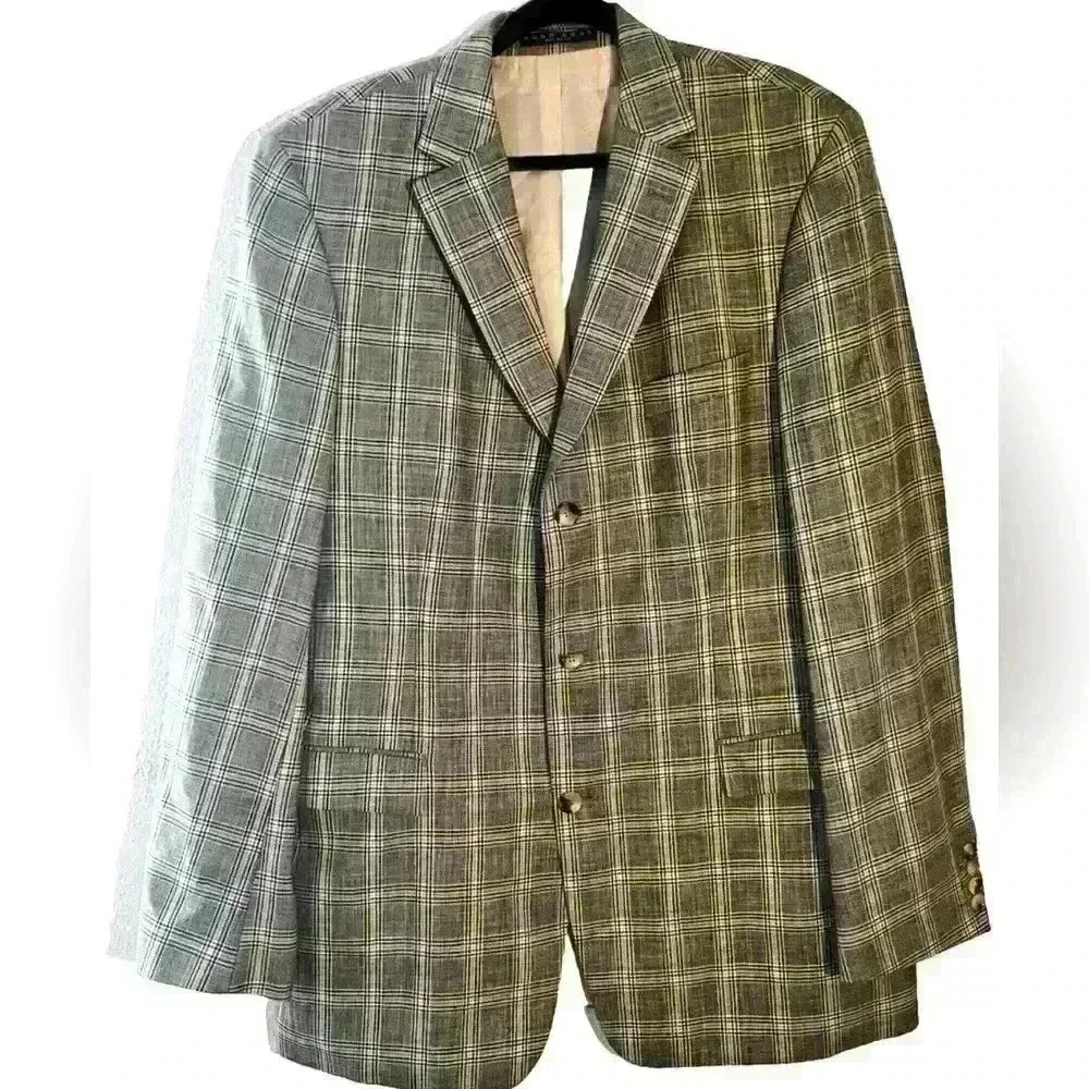 Hugo Boss Virgin Wool & Linen Blend Jacket Size 44L Gray